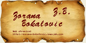 Zorana Bokalović vizit kartica